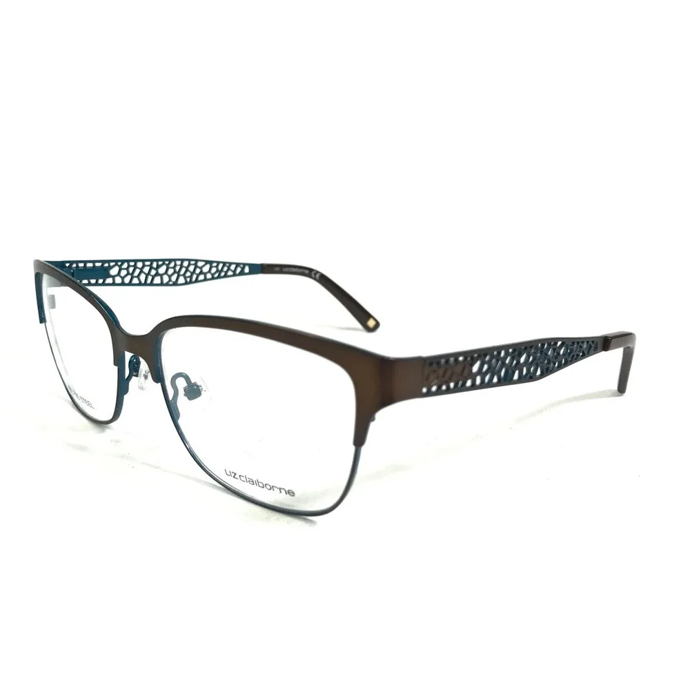 Liz Claiborne Eyeglasses Frames L643 0XL7 Brown Blue Square Cat Eye 54-16-135